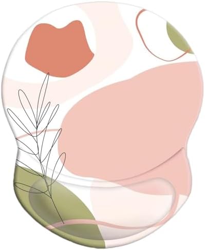 Mouse Pad with Wrist Support, Non Slip Mousepad Wrist Rest for Office, Computer, Laptop & Mac-Comfortable & Lightweight Ergonomic Support Mouse Mat(DL-Pink Art)