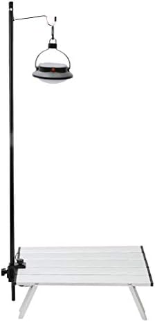 Fdit Portable Camping Light Holder, Black Aluminum Alloy Folding Light Bracket Stand Outdoor Camping Table Lamp Pole with Hook
