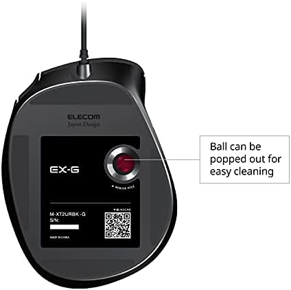 ELECOM EX-G Ergonomic Thumb ControlTrackball Mouse Wired M-XT2URBK-G
