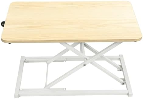 Standing Desk Converter, 7-Level Height Adjustable Keyboard and Monitor Riser, 23.6" Sit to Stand Desk Workstation, No Assembly Laptop Computer Lift for Walking Pad (Wooden)