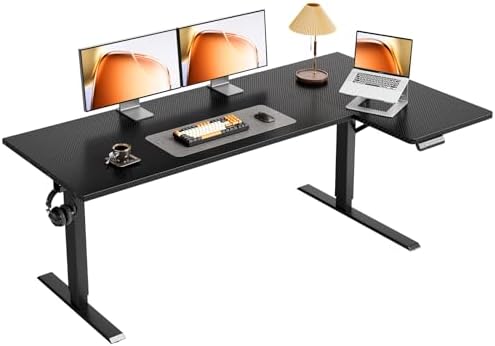 OffiGo 63" Reversible L Shaped Electric Standing Desk, Carbon Fiber Black