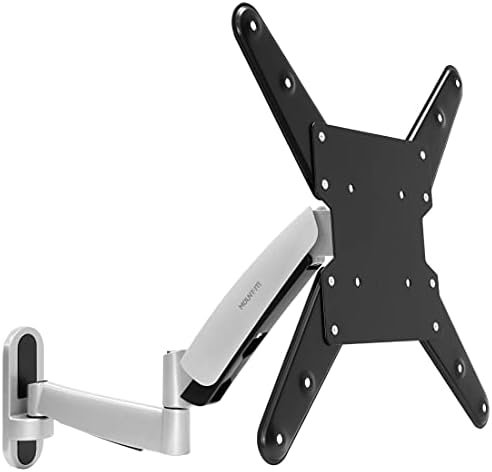 Mount-It! Full Motion Gas Spring TV Wall Mount for 25–55 Inch LED LCD OLED Flat Screen TVs | Height Adjustable 13.5” Articulating Arm | VESA 100x100 to 400x400 | 44 lb Capacity | Single Stud | Silver
