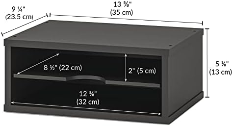 Ballucci File Organizer, 2-Tier Document Paper Sorter, Stackable Wood Desk Organizer Mail Holder, Monitor Stand with Storage Shelves, Black