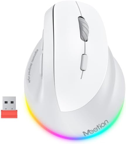 MEETION Ergonomic Wireless Vertical Mouse, Rechargeable, Gray