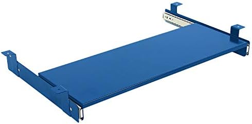 BenchPro Heavy 16-Gauge Powder Painted Steel Keyboard Tray - Under-Mount, Steel Construction, Slide Out Keyboard Mouse Holder - Powder Coated 9" D x 24" W - Blue