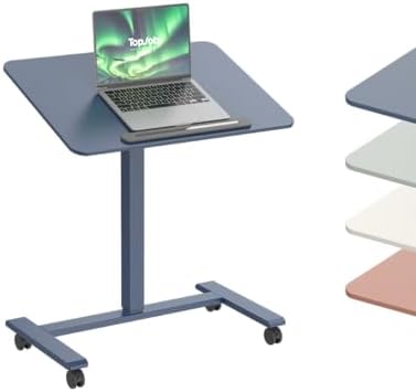 TopJob ANYDESK FOLD Mobile Standing Desk, Portable with Lockable Wheels, Foldable Stand Desk, Rolling Computer Workstations, Used for Home, Couch Side Table, Bedside Table in Bed Room Kitchen