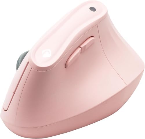 J-Tech Digital Wireless Mouse, Vertical Ergonomic Mouse with 2.4G Wireless & Bluetooth for 3 Multi-Device Function, Adjustable DPI Modes, Compatible with PC, Mac, Laptop - Pink