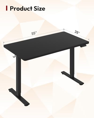 SANODESK One-Piece 1'' Thick Height Adjustable Standing Desk 55''x28''