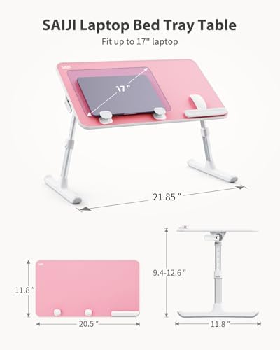 SAIJI Height & Angle Adjustable Laptop Stand for Bed, Lap Desk Tray Table