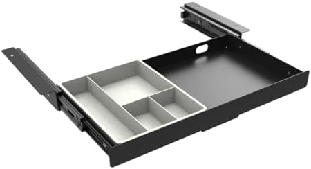 Under Desk Slide Out Pencil Drawer, Storage Organizer 15 Inch Wide, Ball-Bearing Slides, Black (8x14.4 Inch) (Pack of 2)