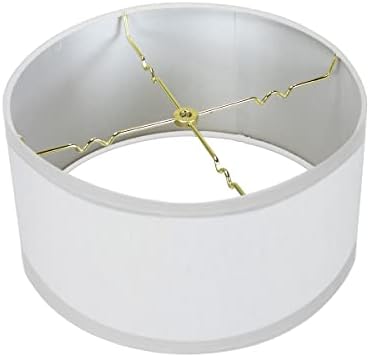18x18x10 White Linen Shallow Drum Premiere Lampshade with Brass Spider fitter By Home Concept - Perfect for table and Floor lamps - Extra Large, White