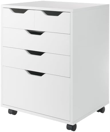 Winsome Halifax Mobile Storage Cabinet with 5 Drawers, White