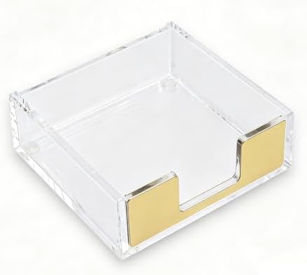 MultiBey Gold Sticky Note Holder Clear Acrylic Memo Pad Dispenser