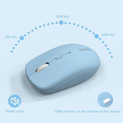 Wireless Keyboard and Mouse Combo Silent for Office and Home(Sky Blue-A)