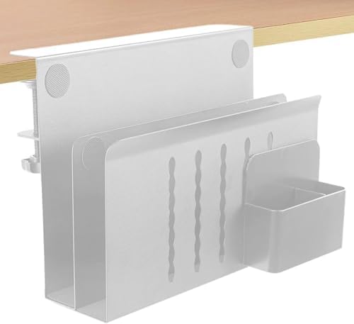 2 Tie Desk Side Storage, Under Desk Laptop Holder, White