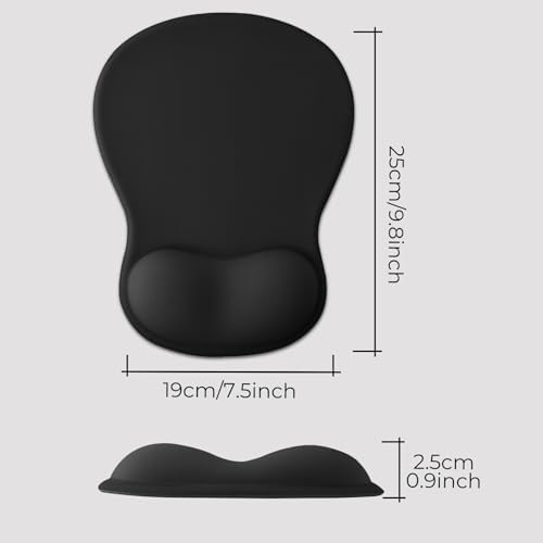 Gel Mouse Pad with Wrist Support, Ergonomic Mousepad with Wrist Rest, Gaming Mouse Pad with Soft Cushion & Non-Slip PU Base & Concave Design & Pain Relief, for Home Office Computer Laptop, Black