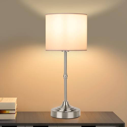 HAPYGI Portable Cordless Table Lamp,Built-in 5200mAH Rechargeable Battery, Dimmable Touch Wireless Light, Bed Side Metal Desk Lamp，Restaurant/Bedroom/Bar/Coffee/Night Light (Brushed Nickel)