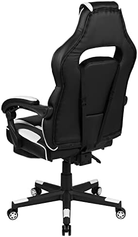 Flash Furniture X40 Gaming Chair Racing Ergonomic Computer Chair with Fully Reclining Back/Arms, Slide-Out Footrest, Massaging Lumbar - White