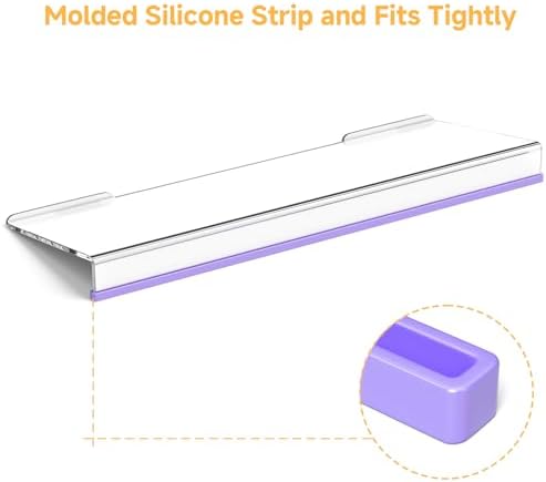 Ergonomic Computer Keyboard Stand - 17 Inch Clear Acrylic Keyboard Riser for Desk Tilted Keyboard Holder Tray with Purple Non-Slip Strip for Home Office Easy Typing & Working