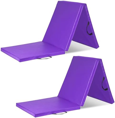 ProsourceFit Tri-Fold Folding Thick Exercise Mat 6’x2’ with Carrying Handles for MMA, Gymnastics, Stretching, Core Workouts
