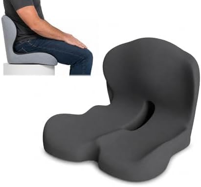 Celnva Orthopedic Seat Cushion – L-Shaped Lumbar Support Memory Foam Comfort for Long Sitting, Ergonomic Support for Office Chair, Wheelchair, Car & Travel (Black)