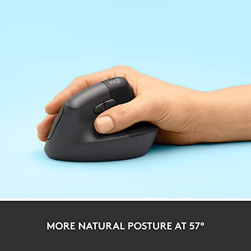 Logitech Ergo K860 Wireless Ergonomic Keyboard & Lift Vertical Ergonomic Mouse, Wireless, Bluetooth or Logi Bolt USB Receiver, Quiet clicks, 4 Buttons - Graphite