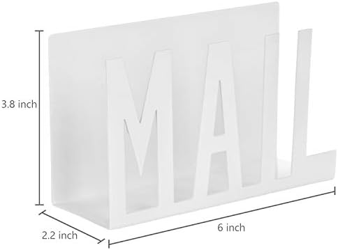 MyGift White Metal Mail Holder, Desktop Organizer with MAIL Design
