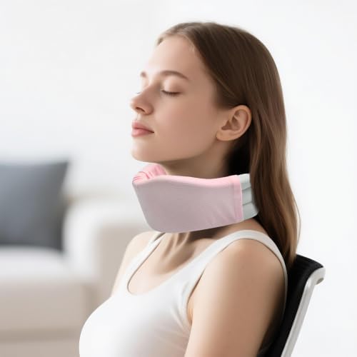 4 Piece Cervical Support Sleeve, Breathable Dustproof Cervical Support Sleeve, Elastic Soft Neck Brace Covers - For Men and Women, Suitable for Sleep Work Daily Use (Pink)