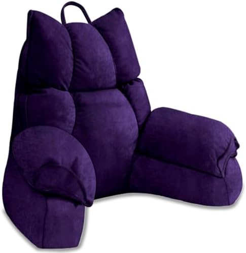 Reading Pillow for Bed with Arms, Back Support, Memory Foam（Grape, Large）