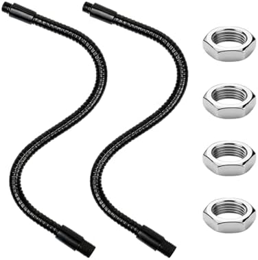 2PCS 11.8" Gooseneck Tubing Flexible 25/64" Male thread Alloy Steel Metal Arm Universal Bendable Extension Hose for DIY Lamps Microphone Stands Inspection Cameras