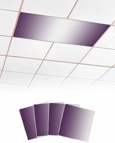 Dark Purple White Magnetic Fluorescent Light Covers for Ceiling Lights 2 x 4 Feet,Abstract Ombre Geometric Minimalist Office Classroom Kitchen Drop Ceiling Light Covers Lighting Filters Shade 4 Packs
