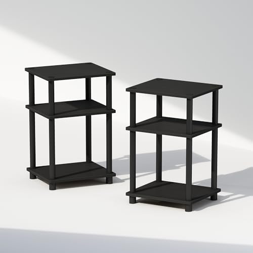 Furinno JUST Set of 2 Toolless 3-Tier Night Stand, Americano