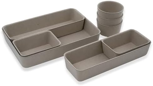 Welaxy 8pc Stone Office Desk Drawer Organizer Tray Felt Shallow Box Divider