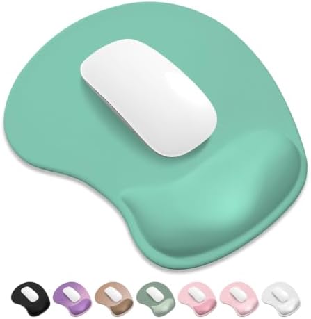 ITNRSIIET Ergonomic Mouse Pad, Cushioned Gel Wrist Rest, Non-Slip Base, Smooth Surface, Compatible with All Mice for Office & Gaming, Desk Accessory, 9.5 x 8.2 inch, Mint Green