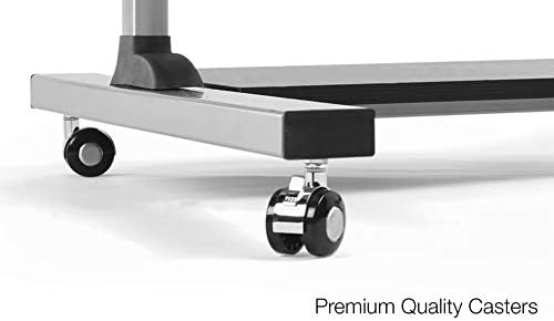 TechOrbits Rolling Desk for Laptop - Standing or Sitting Mobile Computer Cart with Wheels, Adjustable Height & 27.5-inch Surface - Portable Home Office Workstation - Black﻿