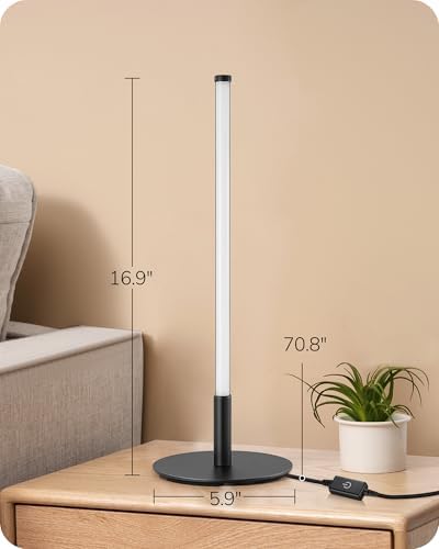 EDISHINE LED Table Lamp Set of 2, Modern Desk Lamps, Black Bedside Lamps