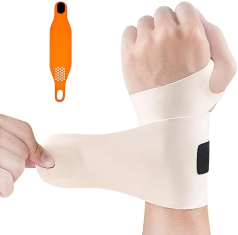 Ulnar Wrist Brace for Right & Left Hand, Ultra-Thin Elastic Wrist Wrap Compression for TFCC Tear and Repetitive Wrist Use Injury, Wrist Support for Carpal Tunnel, Tendonitis, Pain Relief (Beige)