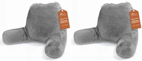 Sasttie Reading Pillows for Sitting in Bed Adult, Back Pillow Bed Sitting Up, Back-Rest Support Cushion for Sit Up on Couch, Sofa, and Floor, Dorm Essentials, Oeko-Tex Certified, Dark Grey (Pack of 2)