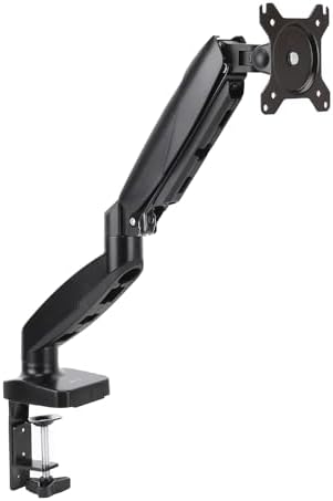 Amazon Basics Gas Spring Single Monitor Arm Desk Mount, Adjustable Tension, Fits 15–27 Inch Monitors, Supports 4.4–15.4 lbs, VESA 75x75/100x100, Black