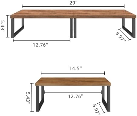 Simple Trending Wood Monitor Stand Riser, 2 Pack, Antique Brown