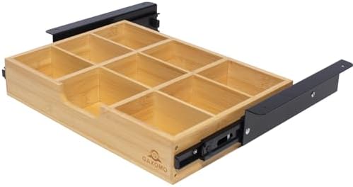 Under Desk Bamboo Drawer with U-Shaped Hollow Panel to Pull Out, 13'' Long & 9.5'' Deep Adjustable Space Storage Organizer for Sit Stand Workstation