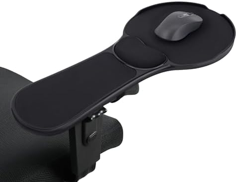 Upgraded Ergonomic Arm Rest Mouse Pad for Chair，Adjustable Mouse Tray with Wrist Cushion, Chair arm Mousepad, Black