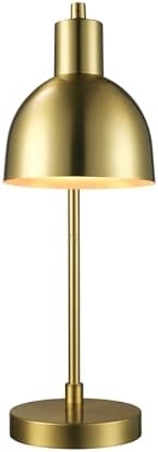 Globe Electric 61000058 18" Desk Lamp, Matte Brass Finish, Metal Shade, Adjustable Pivot Joint, Rotary Switch, Modern Lighting for Bedroom or Office, Timeless, Lights for Home, E26 Base
