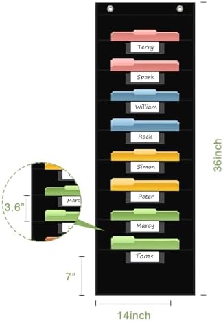 ANCOMEDO 8 Pockets File Storage Pocket Chart with 8 Nametag Pockets,Hanging Wall File Organizer for Classroom and Office Use, Keeps assignments, Files, scrapbooks, and Papers neatly Organized.