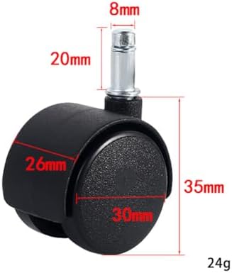 4 Pcs M8 1 Inch Circlip Stem Caster Wheels Plastic Swivel Casters Small Furniture Swivel Wheels File Cabinet Caster Wheels Table Shelf Casters Office Chair Casters