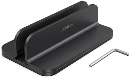 JOKItech Aluminum Laptop Vertical Stand Organizer, Sturdy Laptop Computer Holder Desktop Stand Compatible with new Retina Apple MacBook Pro/Air/Neo, Mac mini & iPad Pro - Black