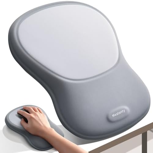 Meatanty Mouse Pad with Wrist Rest, Ergonomic Mouse Wrist Support, Desk Mouse Mat Computer Accessories, Soft Memory Foam Palm Hand Pain Relief, Non-Slip Laptop Cushion, Office Home Gaming School-Gray