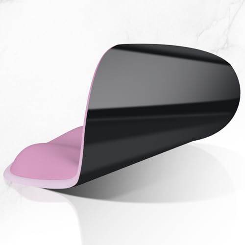 ITNRSIIET Ergonomic Mouse Pad with Wider Memory Foam Wrist Rest +17%, Curved Cushion Reduces Pressure 20%, Pain Relief, Non-Slip, Smooth, Cute Color Desk Accessory, 9.85 x 9 inch, Soft Pink