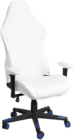 Waterproof PU Leather Gaming Chair Cover, Ergonomic Office Computer Game Chair Slipcovers, 4pcs Set Anti-Slip Stretchy Covers for Reclining Racing Gaming Chair (White)