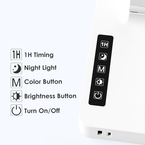 Infiway LED Desk Lamps for Home Office: Desk Lamp with USB Charging Port - 1 USB-A, 1 Type-C Ports, 2 AC Power Outlets, Touch Control Dimmable 5 Color 5 Brightness, Night Light(White)